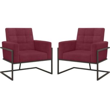 Imagem de kit 2 Poltronas Base de metal para Manicure Sala de Estar Decorativa C