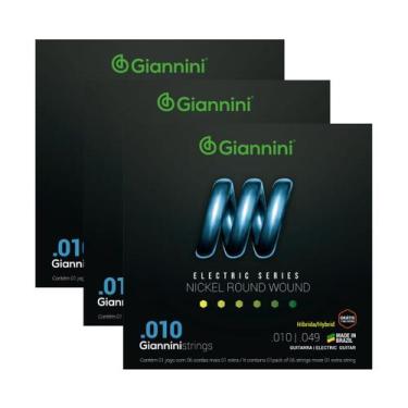 Imagem de Kit 3 Encordoamento Guitarra Híbrida Giannini Electric GEEGSTH10 Nicke