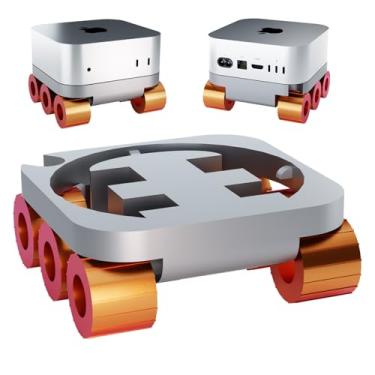 Imagem de ET Dodoforest Base para Mac Mini M4 2024, base de suporte para monitor de dissipação de calor impressa em 3D, suporte vertical de base para computador em forma de Mars Rover - Laranja