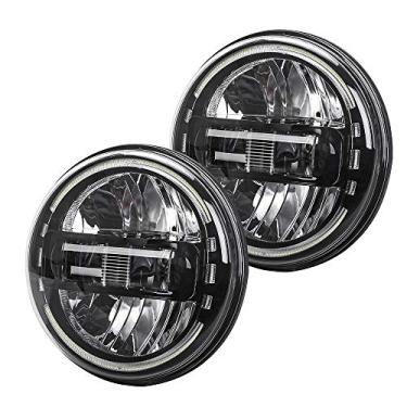 Imagem de LX-LIGHT Faróis de LED pretos aprovados pelo DOT com anel de halo branco compatível com Jeep Wrangler JK JKU TJ LJ JL Hummber H1 H2