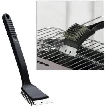 Imagem de Escova com Espátula Aço Inoxidável Limpeza Grill Grelha Churrasqueira