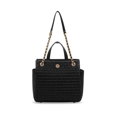 Imagem de Anne Klein Bolsa pequena franzida com alça conversível, preta, Preto, Medium