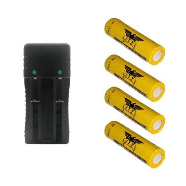 Imagem de Kit 1 Carregador De Bateria Duplo 2 Slot 14500 Mais 4 Baterias De Gran