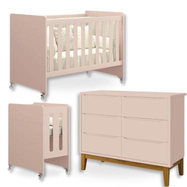Imagem de Quarto Bebê Berço Evolution 4 em 1 + Cômoda 6 Gavetas - Reller Móveis 