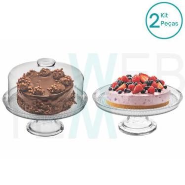 Imagem de Conjunto Boleira e Suporte para Bolo com Pé de Vidro Vitazza Prato 28c