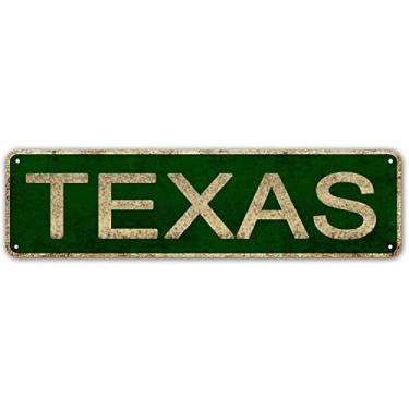 Imagem de LINStore Placa Do Texas, Placa de Lata de Metal Vintage com Nome Do Estado Da América, Decoração de Parede para Escritório/Casa/Sala de Aula- Melhores Ideias de Presentes de Decora (, Texas)