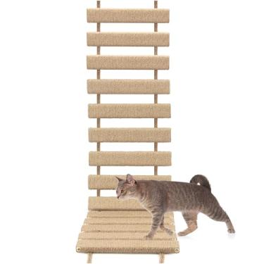 Imagem de Escada e ponte de escalada para gatos – Espaço de jogo expansível interno/externo para gatos e animais de estimação pequenos (tom de madeira, G - 101,6 cm)