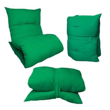 Imagem de Colchonete Futon Colchão Solteiro Dobrável Enrolável Decorativo Almofada(Verde Bandeira)