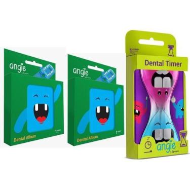 Imagem de Porta Dentes Infantil Kit Com 2 + Ampulheta Dental Timer - Angie By An