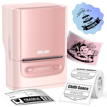 Imagem de Nelko Máquina de etiquetar com fita, impressora de etiquetas Bluethooth PM220, impressora térmica portátil de 5 cm para pequenas empresas, endereço, logotipo, roupas, impressora de adesivos para