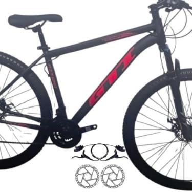 Imagem de Bicicleta Aro 29 GTI Roma 21V MTB Index Disco Hidráulico Suspensão 80mm Unissex (Preto/Vermelho, 15)