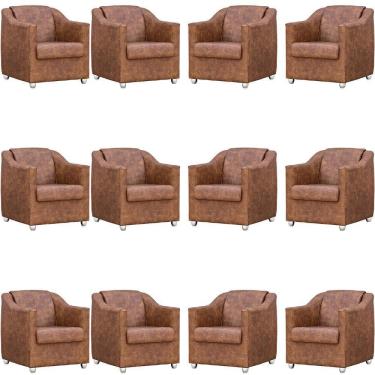 Imagem de Kit 12 Poltronas Mila Corino Cores Pé De Plástico Cromado - Peroba Corino