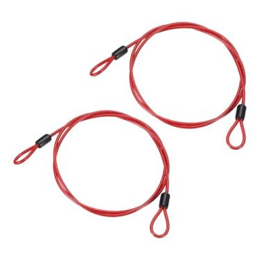 Imagem de PATIKIL Cabo de aço inoxidável revestido de vinil de 5/81.3 cm de diâmetro com laços, 2 peças de corda de fio flexível de 1,2 m (119,4 cm) Cadeado de corrente de segurança para iluminação de palco ao