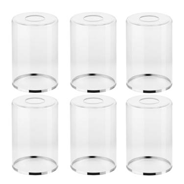 Imagem de WYNEYET Pacote Com 6 Peças De Reposição Para Abajures Vidro Transparente, Capas Cilíndricas Luminárias, Transparentes Borda Prateada, Arandelas Parede, Lustres E Luminárias Pendentes Penteadeira