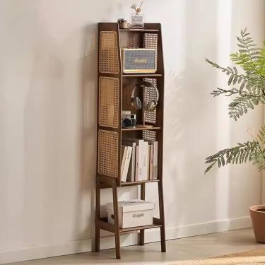 Imagem de Estante de madeira sólida, prateleira de livros modernos unidades de prateleira em pé com armazenamento, estantes de livros para sala de estar, quarto, escritório, móveis de decoração de cas