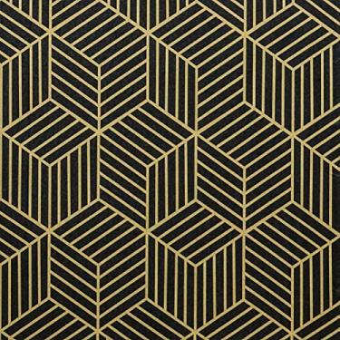 Imagem de MicPolo Papel de parede preto com listras hexagonais geométricas, 43 x 178 cm, papel de parede de contato removível, autoadesivo, para prateleira, gaveta, forro, bancada
