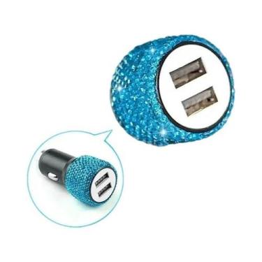 Imagem de Carregador De Carro USB Rosa Brilhante 5V 2.1A Porta Dupla Adaptador R