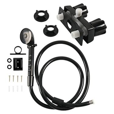 Imagem de Carkio Torneira de chuveiro RV e cabeça de chuveiro e mangueira de alta pressão kits de chuveiro RV economia de água substituição para viagem, trailer, trailer, barco, preto