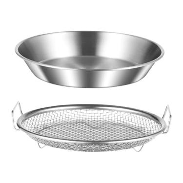 Imagem de YWJLQH Recipiente para alimentos fritos com filtro de resíduos de óleo e bandeja para alimentos, peneira para fritura de cozinha com alças, peneira de malha