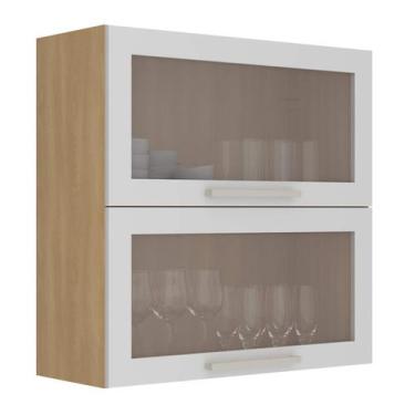 Imagem de Armário Aéreo de Cozinha 80cm 2 Portas Basculantes com Vidro Copacaban