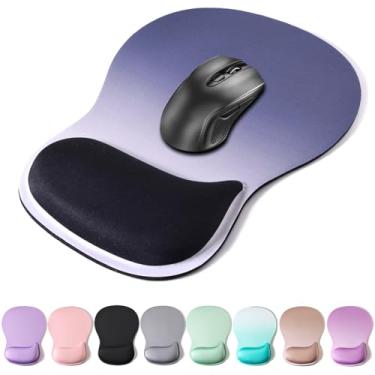 Imagem de Mouse pad suporte de pulso, mousepad ergonômico com almofada de descanso de pulso de espuma de memória, base de borracha antiderrapante para jogos para alívio da dor e digitação fácil, laptop de