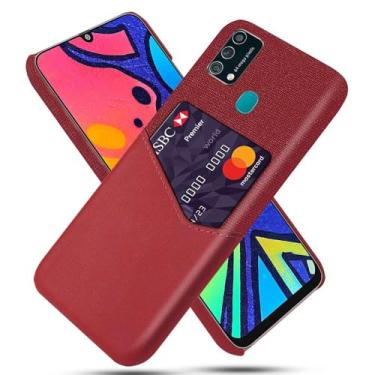 Imagem de Capa para Samsung Galaxy M21S,Tela e tampa de couro PU,Anti-deslizante,Resistência à impressão digital,Caso de proteção de 360°com 1 slot de cartão atrás-Red