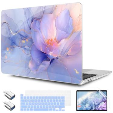 Imagem de TWOLSKOO Compatível com MacBook Pro 13 polegadas 2023-2016 A2338 M2/M1 A2251 A2289 A2159 A1989 A1706, capa rígida de plástico e película de teclado e protetor de tela, mármore azul