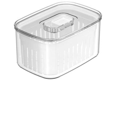 Imagem de Organizador para Geladeira com Cesto Removível, 650ml, Controle de Ventilação,Transparente, Pote, Casa, Cozinha (650ml)