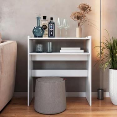 Imagem de Mesa Auxiliar Multiuso Branca, 77x70x30 cm, Design Moderno, para Sala, Quarto e Escritório