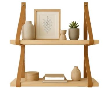 Imagem de Prateleiras em pinus e alças de couro(Caramelo,60)