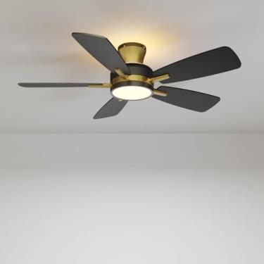 Imagem de TALOYA Ventiladores de teto com luzes e controle remoto, ventilador de teto de perfil baixo de 116 cm com luz, montagem embutida, reversível, 3 CCT, ventilador de teto moderno regulável para quarto