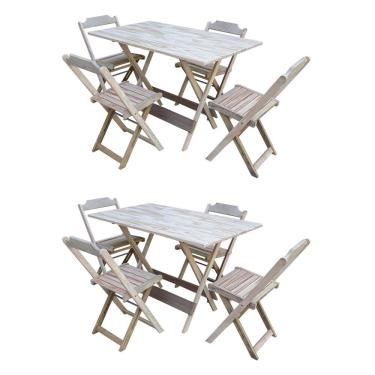 Imagem de Kit 2 Jogos De Mesa Com 4 Cadeiras De Madeira Dobravel 120x70 Ideal Para Bar E Restaurante - Sem Pin