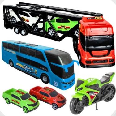 Imagem de Kit Carrinho Caminhão 6-15 Pçs Cegonha Completo Ônibus Moto Caminhão L