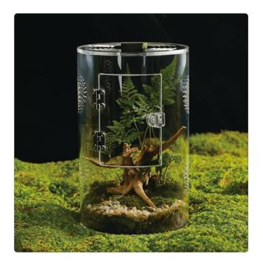 Imagem de Terrário de acrílico para répteis e aranhas – caixa à prova de vazamento pequeno/médio/grande (horizontal/vertical) | Ideal para tarântulas, aranhas saltadoras, sapos e lagartixas (redondo médio)