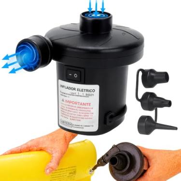 Imagem de Bomba De Ar Elétrica Encher Colchão Boia Piscina Bomba Pneumática Inflador Com 3 Bicos Bivolt