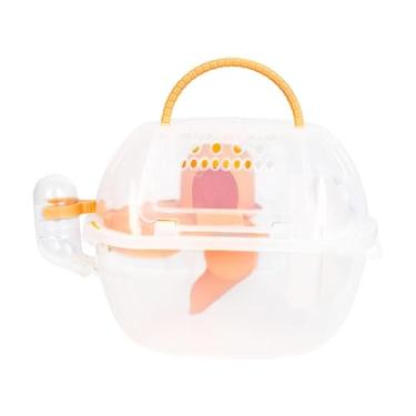 Imagem de Fenteer Estojo de transporte para hamster, gaiola de transporte para hamster, conveniente, escada grande para áreas externas, esconder casas, estojo de, Laranja