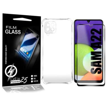 Imagem de Capinha Celular Transparente Galaxy A22 4G 6.4  + 2 Pel Vidro 3d - Cel