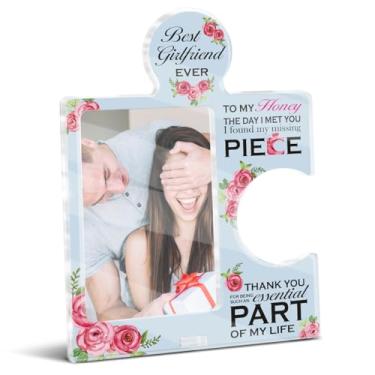 Imagem de Porta-retrato romântico para namorada, 10 x 15 cm, quebra-cabeça floral, presente para casal, presente para namorada, aniversário, Natal