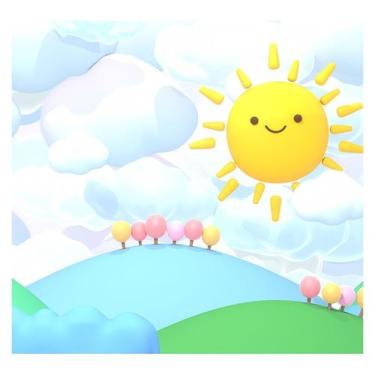 Imagem de Papel de Parede Adesivo Infantil Montanhas Sol Bebe Quarto - 495pcp - 