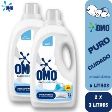 Imagem de Kit 2 Lava Roupas Líquido Omo hipoalergênico Roupas Finas de Bebê Puro