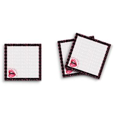 Imagem de Butler in the Home Sticky Notes Pacote com 3 7,6 cm x 7,6 cm, 50 folhas por bloco, When in Doubt Wear Red Lips, Batom, Maquiagem, XO, Borda Preta, Blocos de Notas Engraçados Bonitos Papelaria, Papel