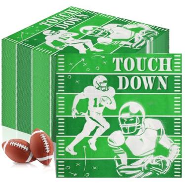 Imagem de 100 guardanapos de futebol americano guardanapos de festa tema esportivo guardanapos de papel guardanapos de festa porta traseira suprimentos de festa de futebol esportes decorações de festa de