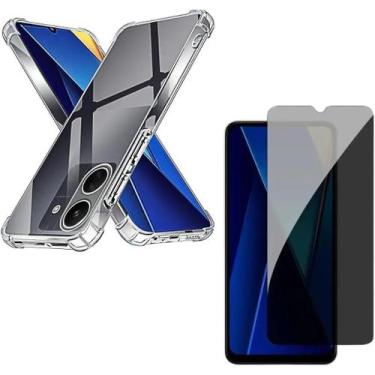 Imagem de Capa Capinha Anti Impacto e Película Privacidade 3D Para Poco C65 Tela