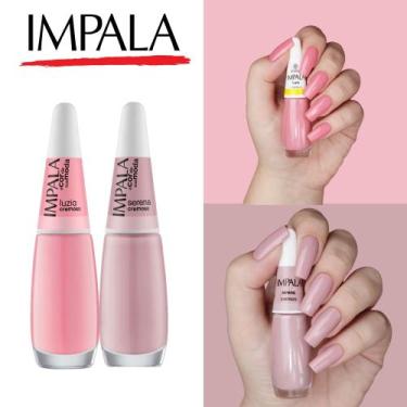 Imagem de Kit 12 Esmalte Impala Tons Pasteis Rosa e Verde Cremoso Esmaltes Ataca