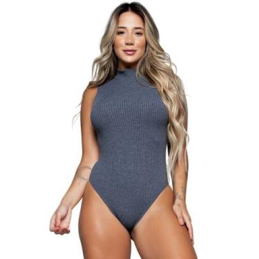 Imagem de Body Gola Alta Canelado Vekyo Sem Manga Roupa Blogueira Moda Casual Fe