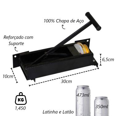 Imagem de Prensador Amassador de Latas e Suporte Chapa de Aço 30x10cm