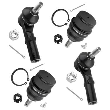 Imagem de WEDOAUTO 2 peças de juntas esféricas inferiores dianteiras + 2 peças de elos de extremidade de haste de direção externos dianteiros aptos para Jeep Commander 2006-2010, para Jeep Grand Cherokee