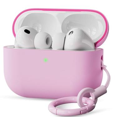 Imagem de VEIRRW Capa para AirPods Pro 3, capa rígida de silicone híbrido de camada tripla compatível com AirPods Pro 3ª geração 2025 (rosa seixo)
