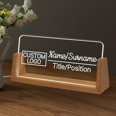 Imagem de Placa de nome de mesa personalizada, placa de identificação acrílica personalizada para mesa, presentes de agradecimento para colegas de trabalho, chefe, professor, decoração de escritório para