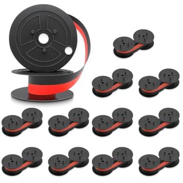 Imagem de LinkDocs GR24BR GR24 Fita de tinta para calculadora Sharp EL-1197PIII e fita de calculadora Canon MP11DX (preto/vermelho, pacote com 12)